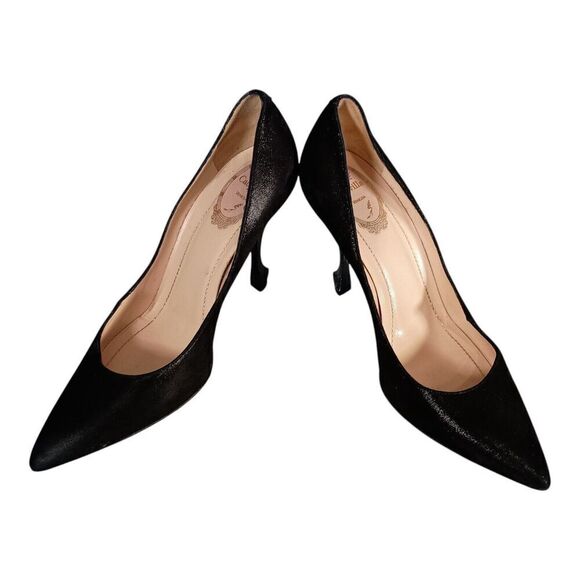 Rene Caovilla Pumps Heels Shoes Suede Black Women's 39.5/US 9.5 - Picture 5 of 11